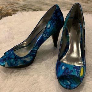 Floral Blue Heels